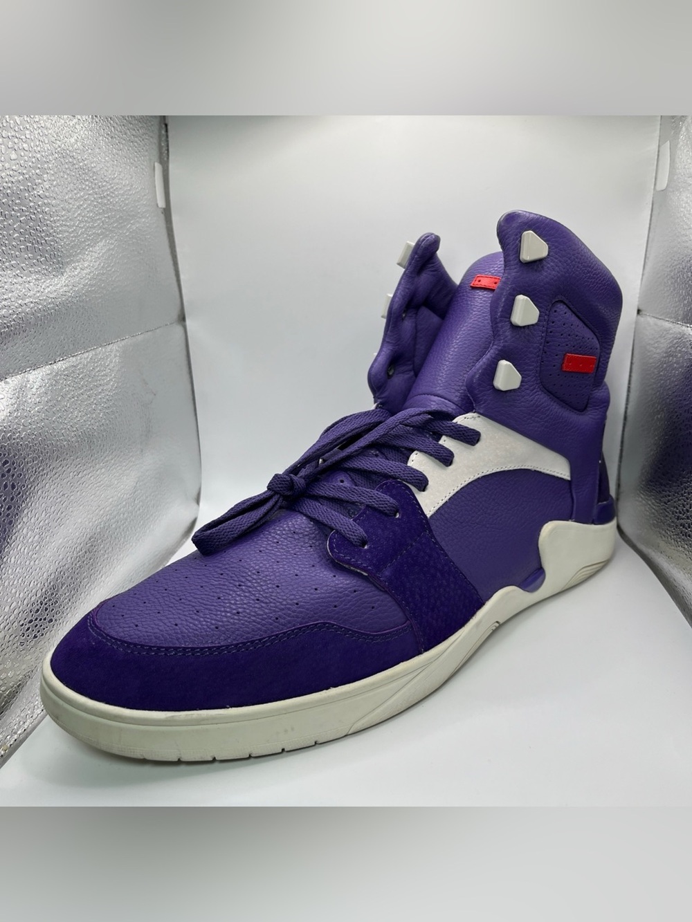Savale Elphi Hi Top Sneakers Mens 16 Purple Leather Luxury Basketball Shoes EUC